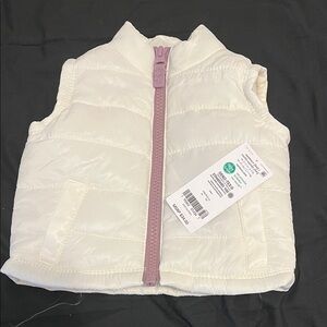 Infants White and Pink Puffer Vest